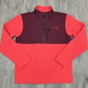 The North Face Fleece Jacket Large Mens Full Zip Red Orange Black